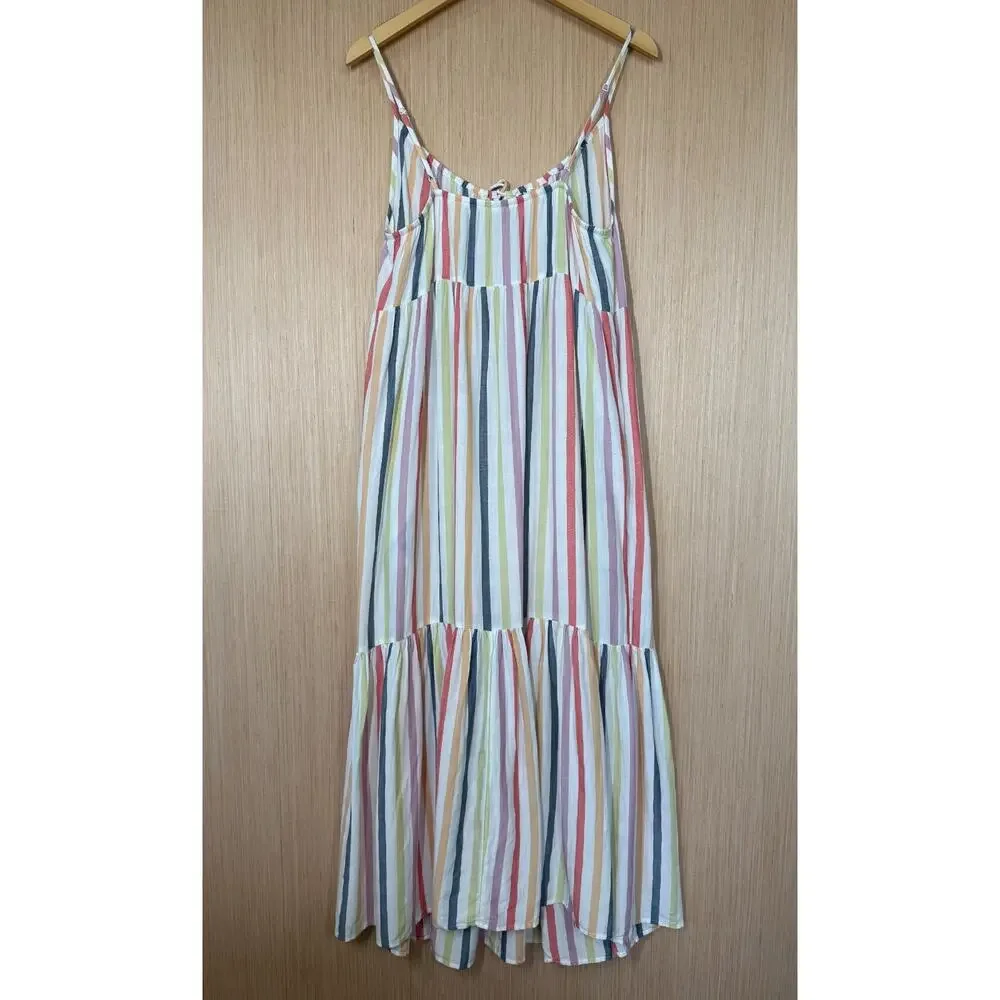 Old Navy Striped Tiered Maxi Swing Sundress Size Large Pockets Multicolor - Picture 5 of 13